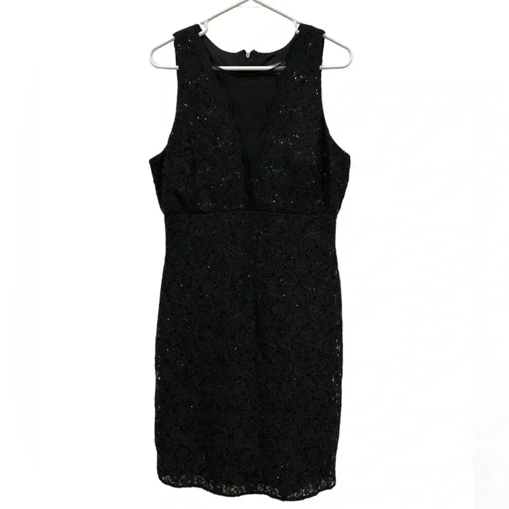 Roz & Ali Sleeveless Lace V-Neck Sheath Dress